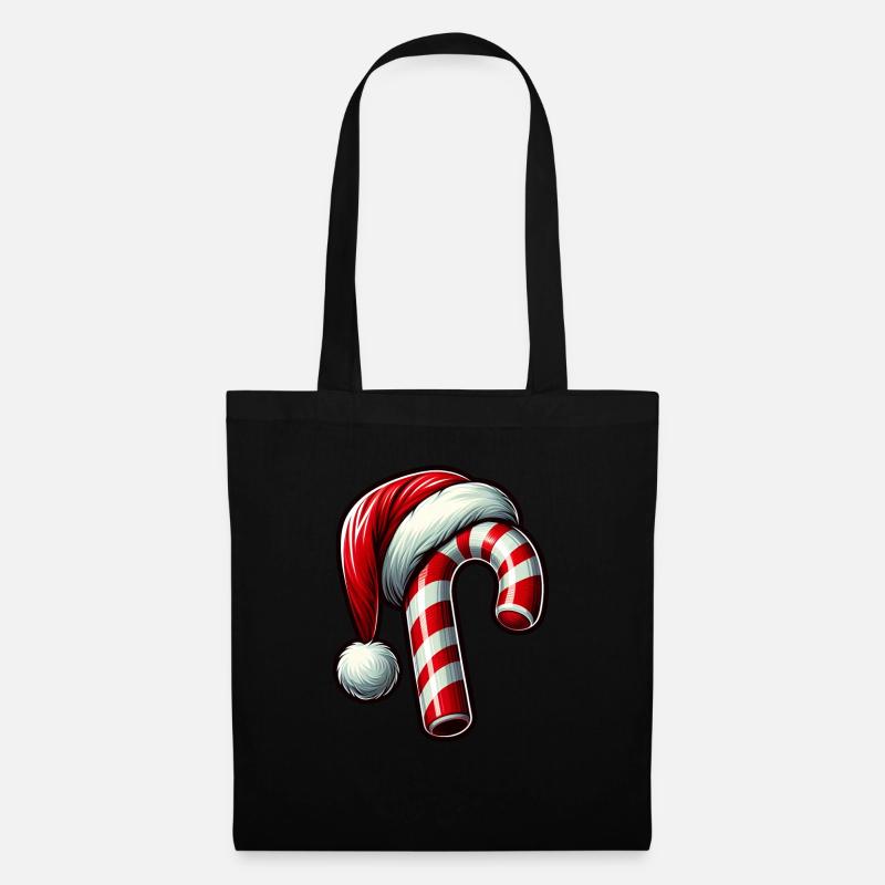 Canne de Noël avec chapeau - Sac en tissu - noir