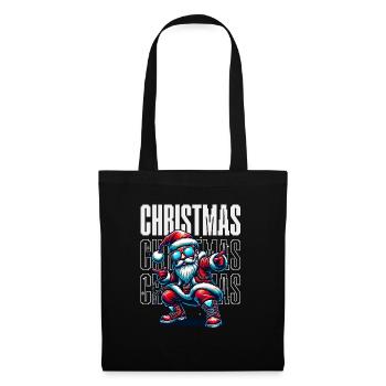 Santa Claus is dancing on xmas Christmas funny - Stoffbeutel - Schwarz - Vorne