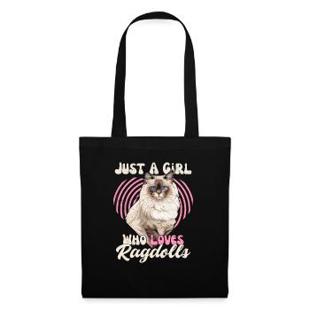 Just A Girl Who Loves Ragdolls Mother Kitten Cat - Stoffbeutel - Schwarz - Vorne