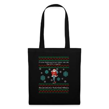 Lustiger Spruch mit Hipster Ugly Christmas - Stoffbeutel - Schwarz - Vorne