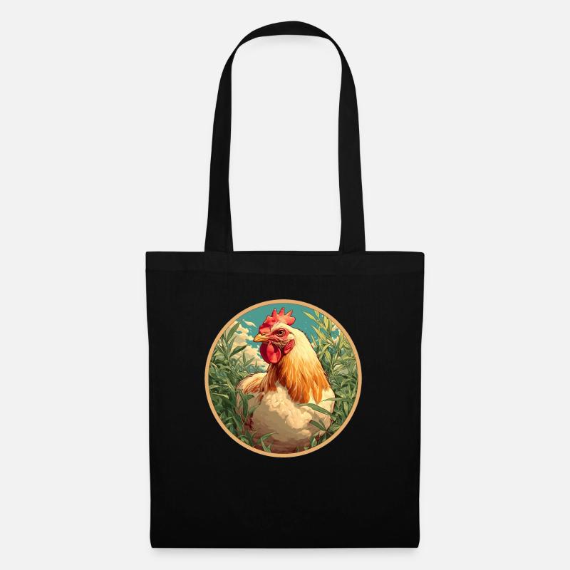 Rooster Hähne Hahn - Stoffbeutel - Schwarz