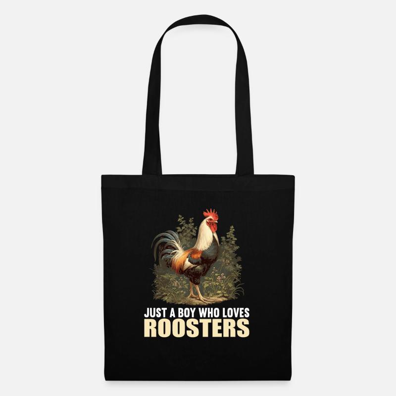 Rooster Hähne Hahn - Stoffbeutel - Schwarz