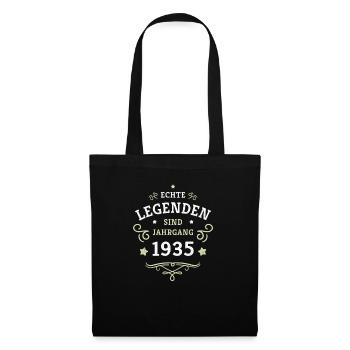 90. Geburtstag Legenden sind Jahrgang 1935 geboren - Stoffbeutel - Schwarz - Vorne