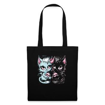 Kawaii Cat Pastel Goth Teuflisch - Stoffbeutel - Schwarz - Vorne