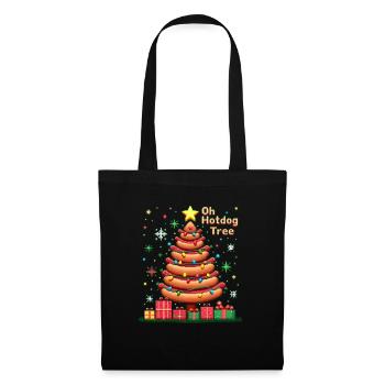 Hot Dog Weihnachtsbaum ugly Weihnachts Weihnachten - Stoffbeutel - Schwarz - Vorne