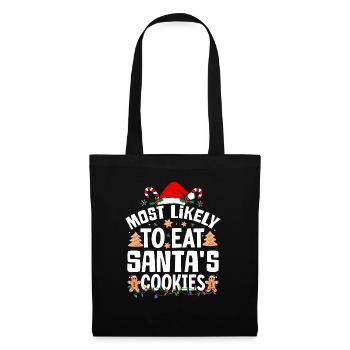 Le plus susceptible de manger des biscuits du Père Noël Noël coquin - Sac en tissu - noir - Devant