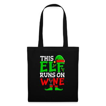 This Elf Runs On Wine Christmas Spirit - Tote Bag - black - Front