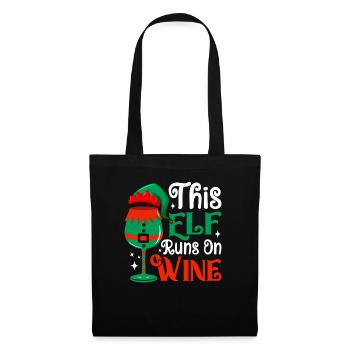 This Elf Runs On Wine Spirit Christmas - Tote Bag - black - Front