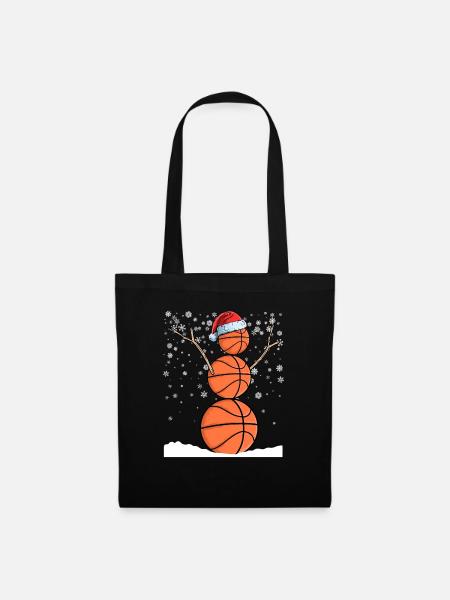 Baller Weihnachten Schneemann Basketball - Stoffbeutel - Schwarz