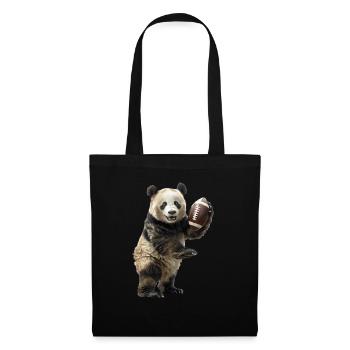 Großer Panda Fußball - Stoffbeutel - Schwarz - Vorne