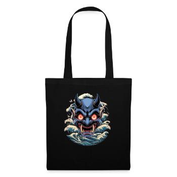 Japan Oni Maske Dämon Sad Aesthetic Edgy Streetwea - Stoffbeutel - Schwarz - Vorne
