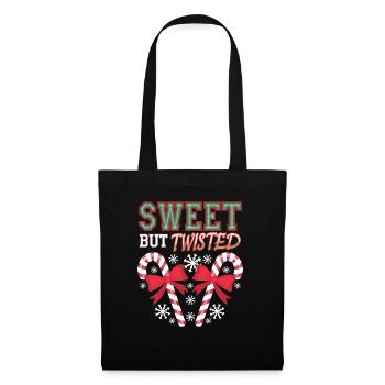 Candy Cane Sweet But Twisted Funny Christmas Xmas - Stoffbeutel - Schwarz - Vorne