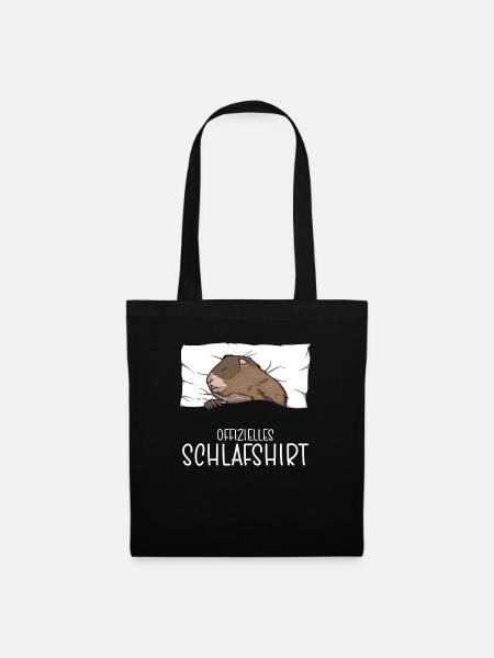 Offizielles Schlafshirt Murmeltier Schlafanzug - Stoffbeutel - Schwarz