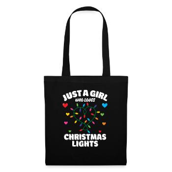 Just A Girl Who Loves Christmas Lights, Funny Xmas - Stoffbeutel - Schwarz - Vorne
