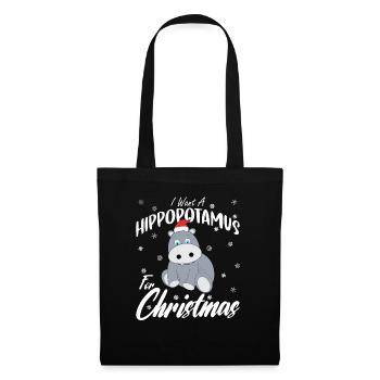 Je veux un hippopotame pour Noël Hippopotame - Sac en tissu - noir - Devant
