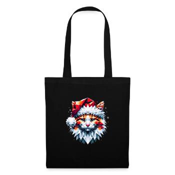Polygon Design - Chat chat avec chapeau de Père Noël - Sac en tissu - noir - Devant