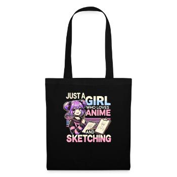 Just A Girl Who Loves Anime And Sketching, Anime - Tote Bag - black - Front