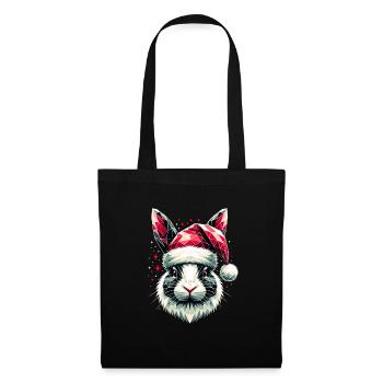 Polygon Art Bunny Wearing Santa Hat Original - Tote Bag - black - Front