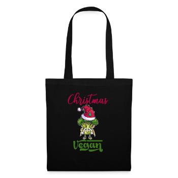 Christmas Weihnachten Vegan - Stoffbeutel - Schwarz - Vorne