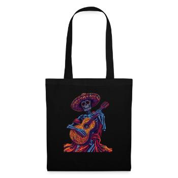 Guitare squelette mexicaine - Sac en tissu - noir - Devant