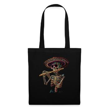 Flûte Squelette Mexicain - Sac en tissu - noir - Devant