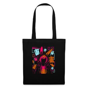 Anime Fille Japonais Coloré Cyberpunk - Sac en tissu - noir - Devant