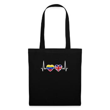 Venezuela Uk Heartbeat Flag Britischer Venezolaner - Stoffbeutel - Schwarz - Vorne