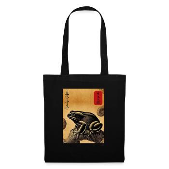 Bloc de bois japonais art grenouille amant kanji - Sac en tissu - noir - Devant
