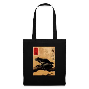 Japanese wooden block art frog lover kanji - Tote Bag - black - Front