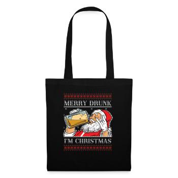 Betrunkener Weihnachtsmann Bier Liebhaber Dezember Muster - Stoffbeutel - Schwarz - Vorne