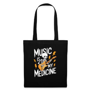 Squelette Guitariste Joueur Bones Guitariste Musicien - Sac en tissu - noir - Devant
