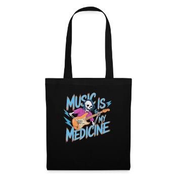 Squelette Guitariste Joueur Bones Guitariste Musicien - Sac en tissu - noir - Devant