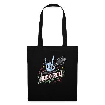 Squelette Guitariste Joueur Bones Guitariste Musicien - Sac en tissu - noir - Devant