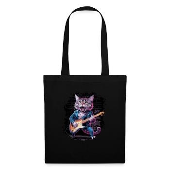 Rock and Roll Cat Guitarist for men-women & kids - Stoffbeutel - Schwarz - Vorne