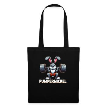 Pumpernickel-Kaninchen Fitnesstrainer Bodybuilder - Stoffbeutel - Schwarz - Vorne