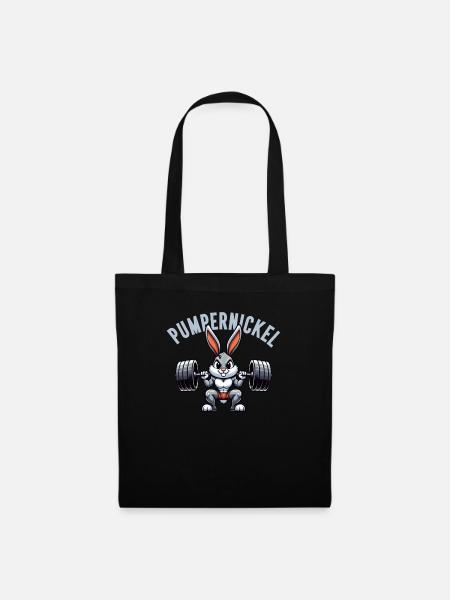 Pumpernickel-Kaninchen Fitnesstrainer Bodybuilder - Stoffbeutel - Schwarz
