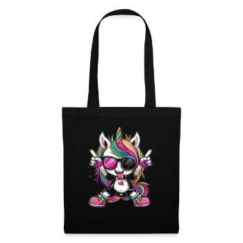 Licorne mignonne, licornes colorées - Sac en tissu - noir - Devant