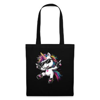 Süßes Einhorn, Bunte Einhörner - Stoffbeutel - Schwarz - Vorne