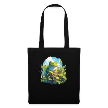 Frosch Frösche - Stoffbeutel - Schwarz - Vorne