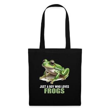 Frosch Frösche - Stoffbeutel - Schwarz - Vorne