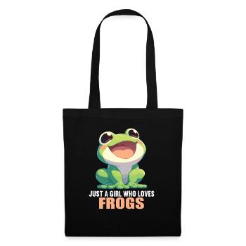 Frosch Frösche - Stoffbeutel - Schwarz - Vorne