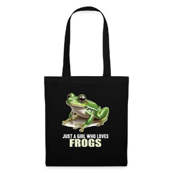 Frosch Frösche - Stoffbeutel - Schwarz - Vorne