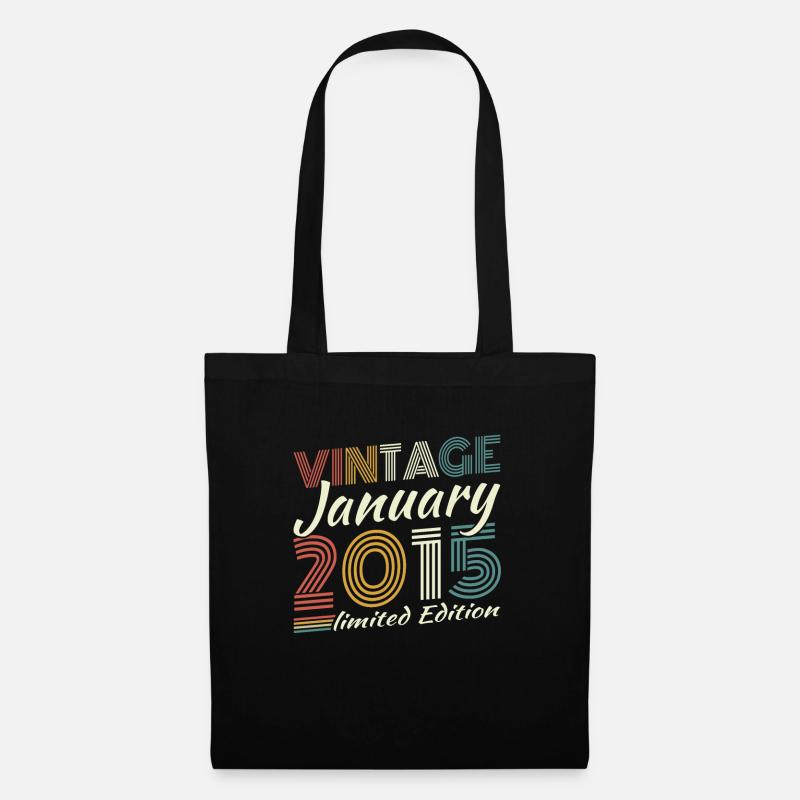 Januar 2015 Retro Vintage Geburtstagsgeschenk - Stoffbeutel - Schwarz