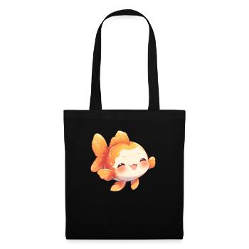 poisson rouge - Sac en tissu - noir - Devant