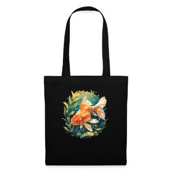 poisson rouge - Sac en tissu - noir - Devant
