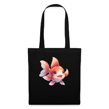 poisson rouge - Sac en tissu - noir - Devant