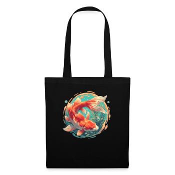 poisson rouge - Sac en tissu - noir - Devant