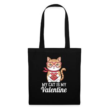 Célibataire & Chat Saint-Valentin Mon chat est mon valentin - Sac en tissu - noir - Devant