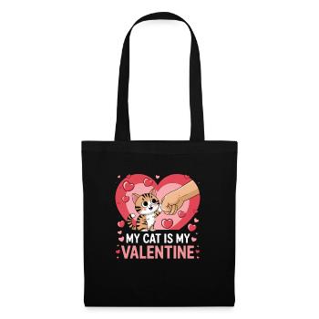 Célibataire & Chat Saint-Valentin Mon chat est mon valentin - Sac en tissu - noir - Devant