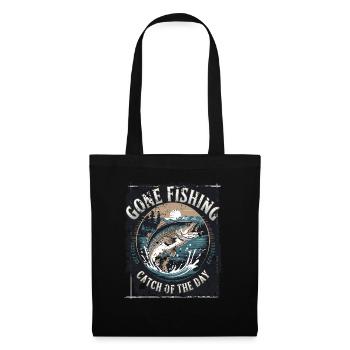 Gone Fishing catch of the day - Angeln Fischen - Stoffbeutel - Schwarz - Vorne